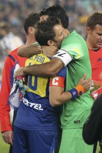 Del Piero e Buffon: la distanza tra i due non ha scalfito l&#39;amicizia che li lega. Ap 